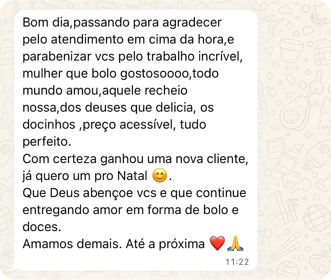 Feedback real de cliente LK Doceria 1
